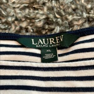 Ralph Lauren Navy and White Striped Top